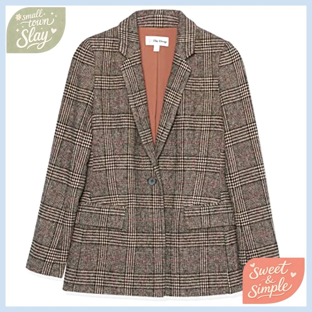 Long Blazer Regular Fit Polyester Wool Blend Notc… - image 6